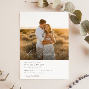 Simple Elegant Script QR Code Photo Budget Wedding Invitation