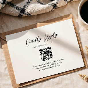 Simple Elegant Script Qr Code Wedding RSVP Card