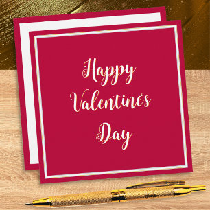 Simple Elegant Script Red Happy Valentine's Day Holiday Card