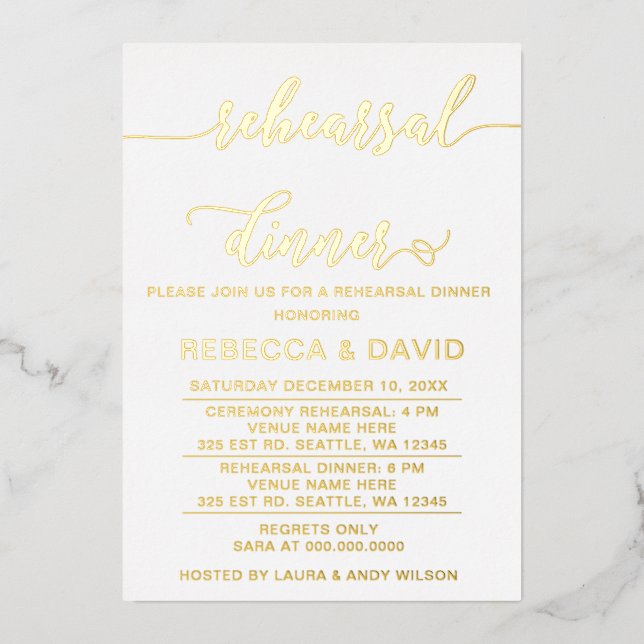 Simple Elegant Script  Rehearsal Dinner (Front)