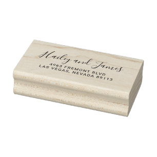 Simple Elegant Script Return Address Wedding Rubber Stamp