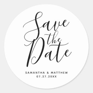 Simple Elegant Script Save The Date Boho Wedding Classic Round Sticker