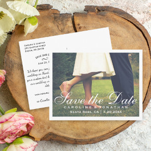 Simple Elegant Script Save the Date Photo Announcement Postcard