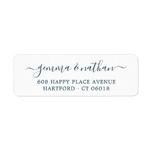 Simple Elegant Script Teal Wedding Return Address Label