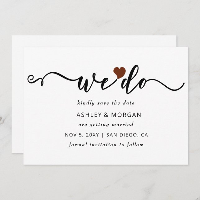 Simple Elegant Script Terracotta Heart We Do Save The Date (Front/Back)