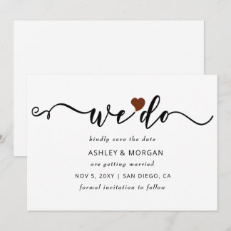 Simple Elegant Script Terracotta Heart We Do Save The Date