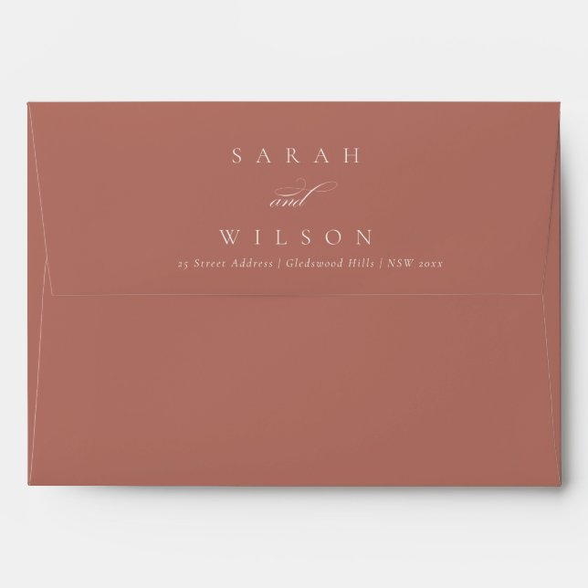 Simple Elegant Script Terracotta Kraft Wedding Envelope (Back (Top Flap))