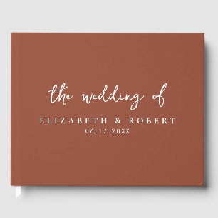 Simple Elegant Script Terracotta Wedding Guest Book