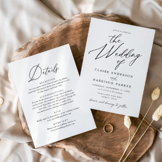 Simple Elegant Script The Wedding of Details Invitation