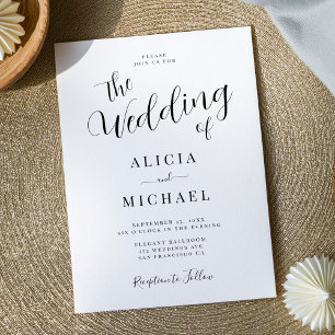Simple elegant script typography wedding  invitation