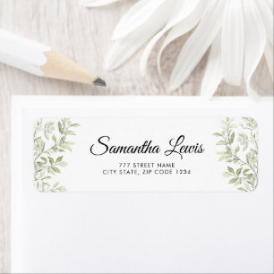 Simple Elegant Script Vintage Leaves Address Return Address Label
