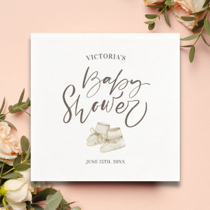 Simple Elegant Script Watercolor Baby Shower  Napkin