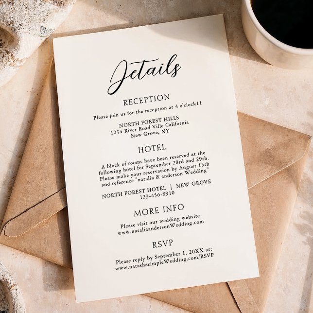 Simple Elegant Script Wedding Details Enclosure Card (Creator Uploaded)