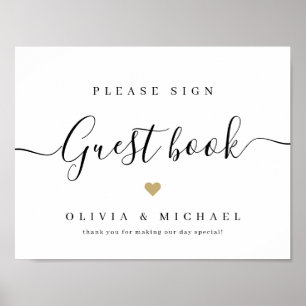 Simple elegant script wedding guest book sign