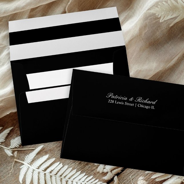 Simple Elegant Script Wedding Invitation Black Envelope (Creator Uploaded)