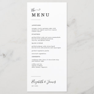 Simple Elegant Script Wedding Menu