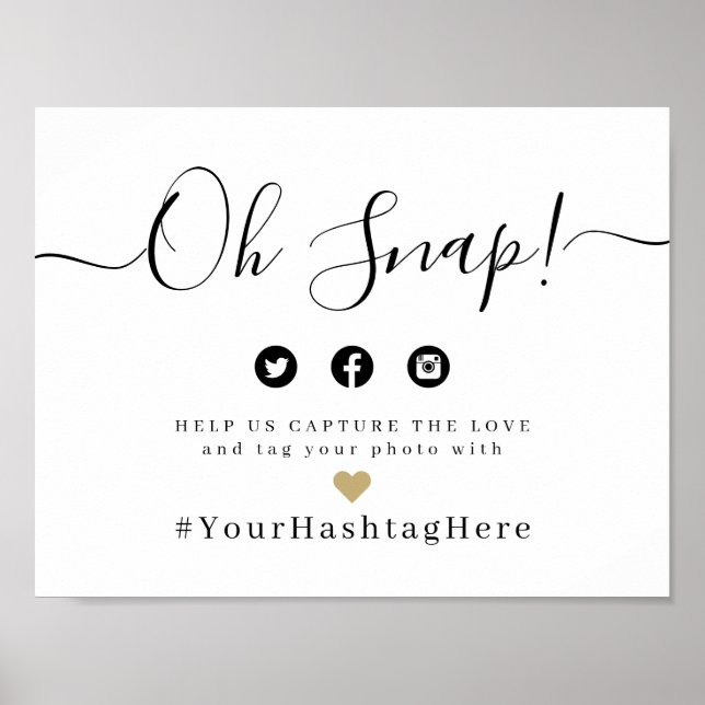 Simple elegant script wedding oh snap sign (Front)