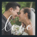 Simple Elegant Script Wedding Photo Faux Canvas Print<br><div class="desc">Personalise with your favourite wedding photo featuring a beautiful white script font with the word love,  creating a unique memory and gift from your special day! Designed by Thisisnotme©</div>