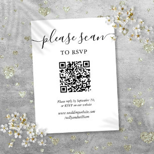 Simple Elegant Script Wedding RSVP QR Code  Enclosure Card
