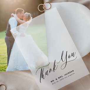Simple elegant script wedding thank you overlay vellum invitations