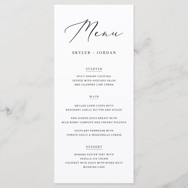 Simple Elegant Script Wedding Wedding Food Menu (Front)