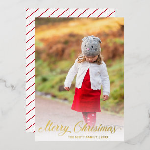 Simple Elegant Scrpt Modern Christmas Foil Holiday Card