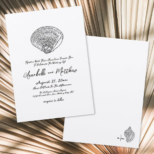 Simple Elegant Seashell Beach Wedding Invitation