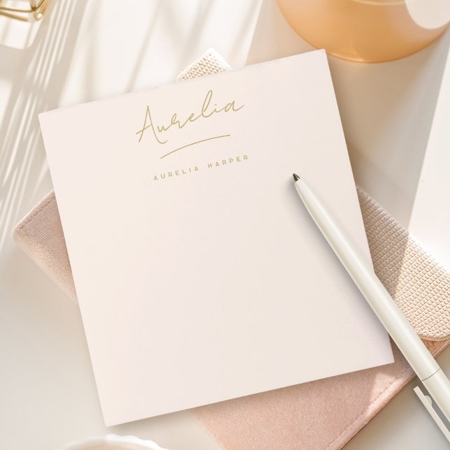 Simple Elegant Signature Minimal Blush Pink Gold Notepad (Creator Uploaded)