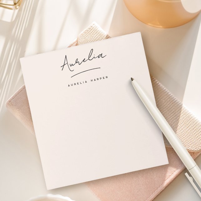 Simple Elegant Signature Minimalist Feminine Blush Notepad (Creator Uploaded)