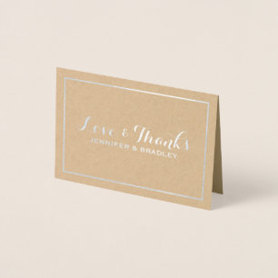 Simple Elegant Silver Foil Kraft Wedding Thank You Card