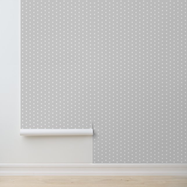 Simple Elegant Silver Grey White Polka Dot Pattern Wallpaper (Application)