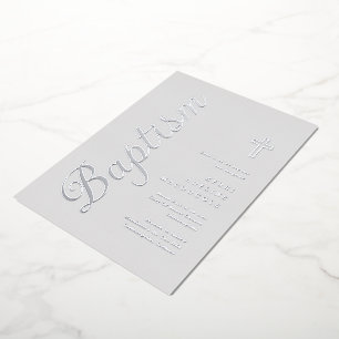Simple Elegant Silver Script Soft Grey Baptism