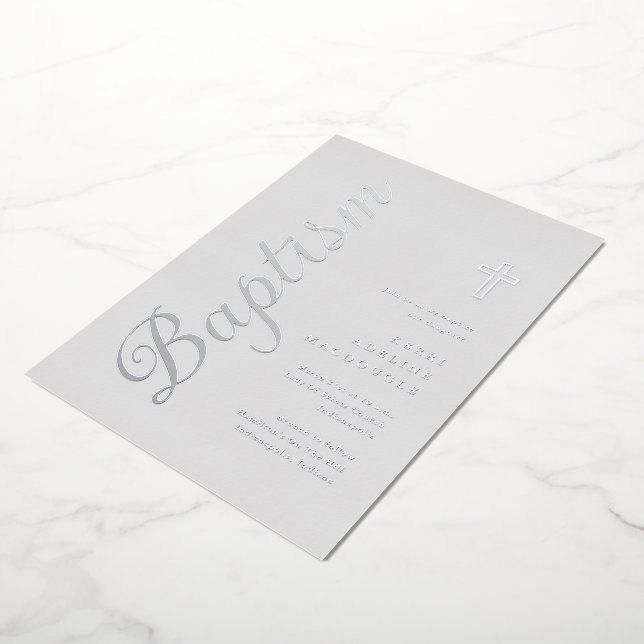 Simple Elegant Silver Script Soft Grey Baptism (Rotated)