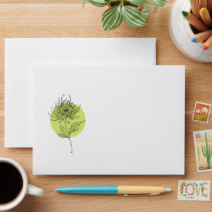 Simple Elegant Sketched Dahlia Botanical Envelope