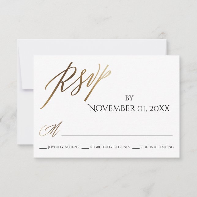 Simple, Elegant, Smooth Gold Typography RSVP Card (Front)
