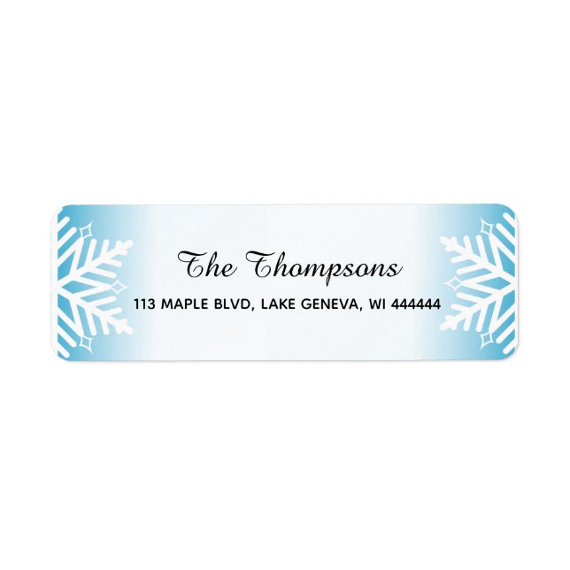 Simple Elegant Snowflakes Blue Gradient Return Address Label (Front)