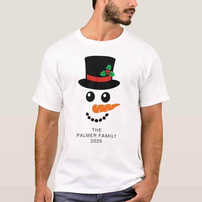 Simple Elegant Snowman Christmas Family T-Shirt (Front)