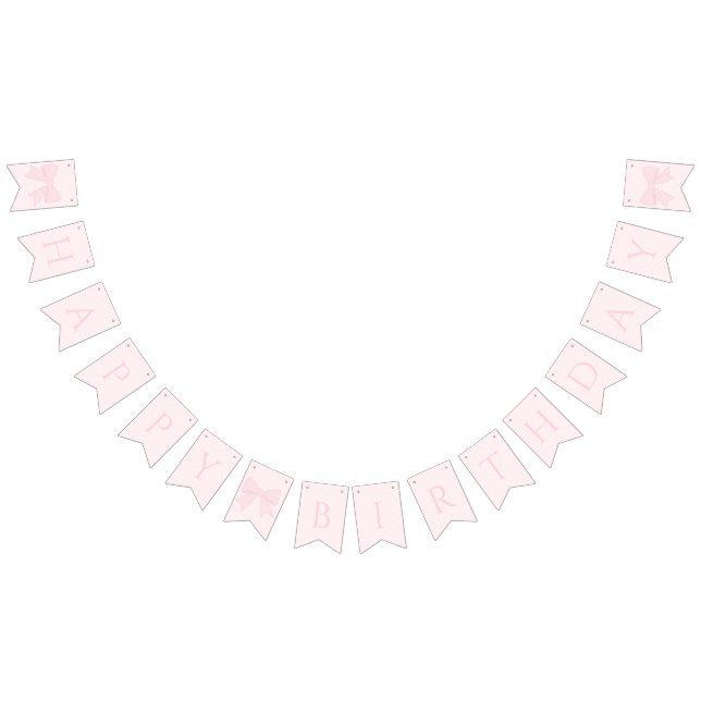 Simple Elegant Soft Pastel Pink Bow Happy Birthday Bunting (All)