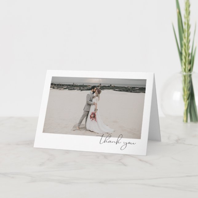 Simple Elegant Sophisticated Minimal Photo Wedding Thank You Card (Front)