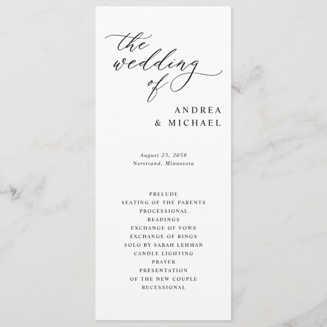 Simple Elegant Sophisticated Wedding Program (Front)