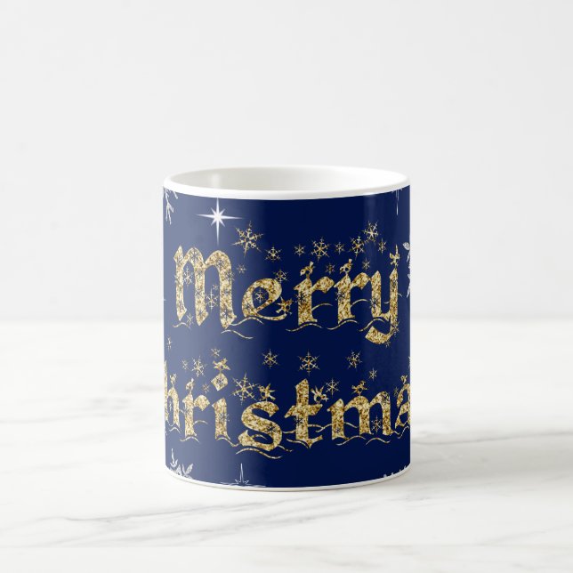 Simple Elegant Sparkling Christmas Glitter Sparkle Coffee Mug (Center)