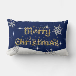 Simple Elegant Sparkling Christmas Glitter Sparkle Lumbar Cushion