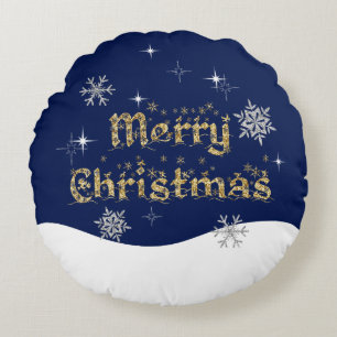 Simple Elegant Sparkling Christmas Glitter Sparkle Round Cushion