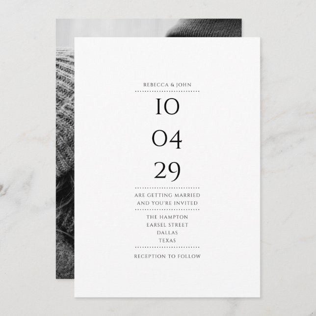 Simple Elegant Special Date Photo Wedding Invitation (Front/Back)