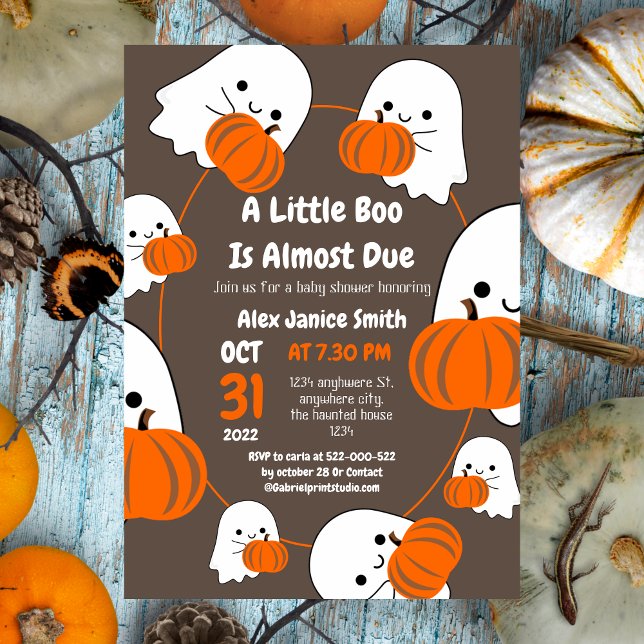 Simple Elegant Spooky Ghost, Halloween Baby Shower Invitation (Creator Uploaded)