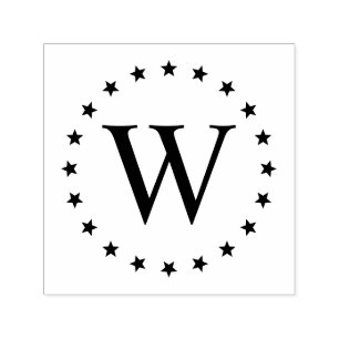 Simple Elegant Star Frame Single Initial Monogram Self-inking Stamp
