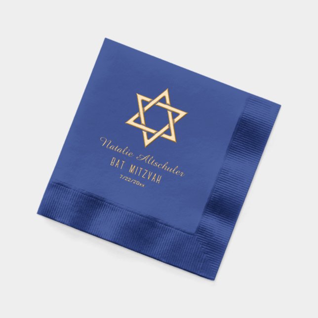 Simple Elegant Star of David #3 Bat Bar Mitzvah Foil Napkins (Left)