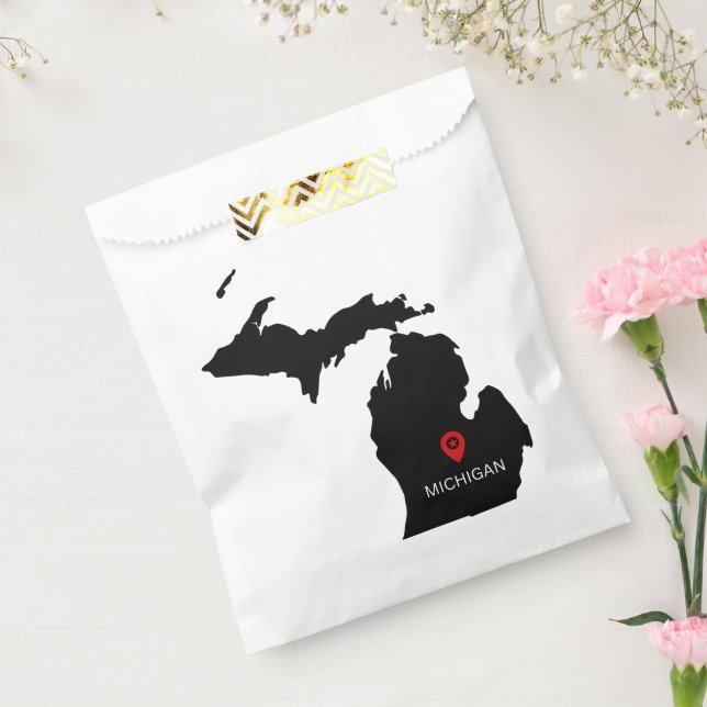Simple Elegant State of Michigan Wedding Favour Bag (Sealed)