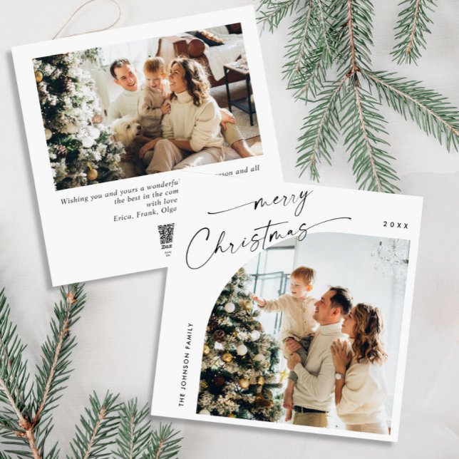 Simple Elegant Stylish 2 PHOTO Christmas Greeting Holiday Card (Creator Uploaded)
