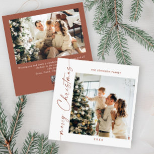 Simple Elegant Stylish 2 PHOTO Christmas Greeting Holiday Card